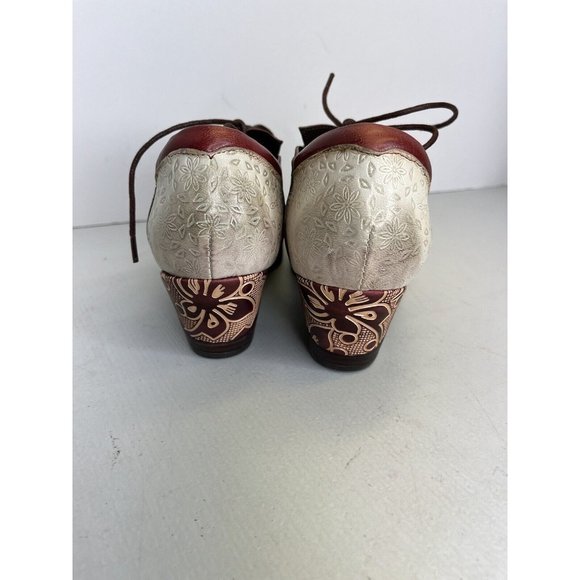 SOFFIA LEATHER FLORAL EMBOSSED ADELE LOW HEEL OXFORD SHOES Womens Size 5.5 EU 36 - Picture 13 of 14